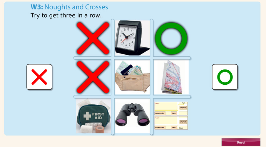Screenshot of noughts and crosses digital activity